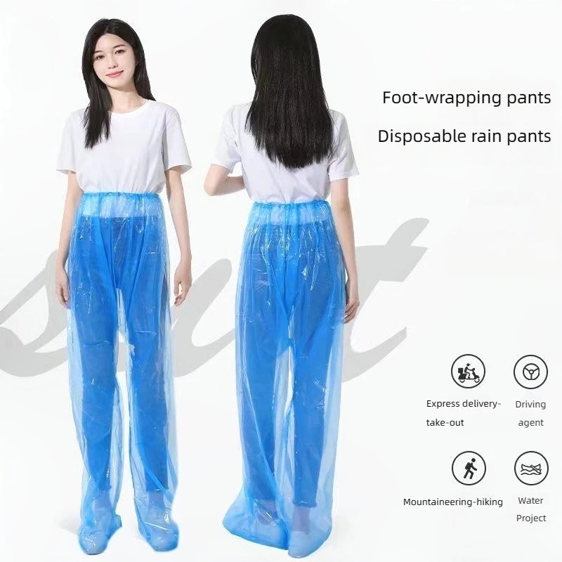 Disposable Waterproof Pants Especially Suitable For Riders Of Motorcycle Scooter Bike In Raining Days Feet-Wrapped Rain