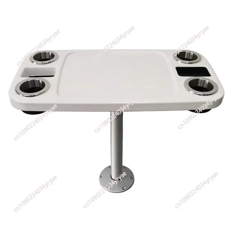 

Plastic rectangular marine pontoon boat table yacht table dining table with built-in cup holder mobile phone holder