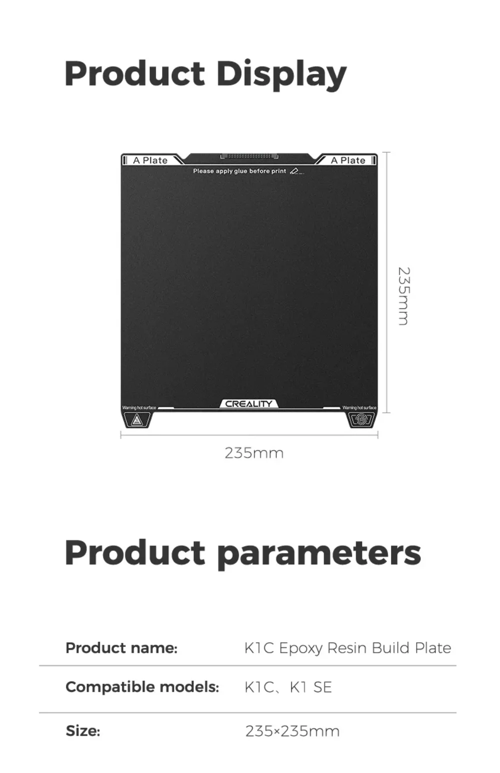 Creality Offizielle K1C/K1 SE Bauplatte, 235 x 235 mm Epoxidharzoberfläche, magnetische flexible Federbettplatte aus Stahl für K1C, K1 SE – Detail 9