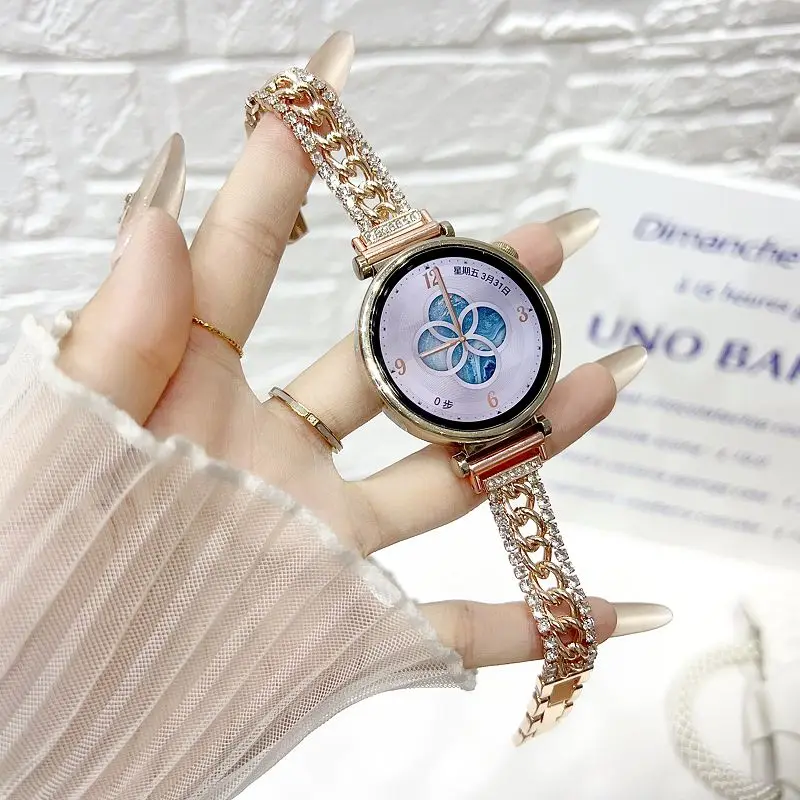 Uniwersalny diamentowy metalowy pasek 18 20 22MM do Huawei Watch GT4 41mm, biżuteria, błyszczący pasek do Huawei GT 5 Gt4 41mm 46mm damski Correa