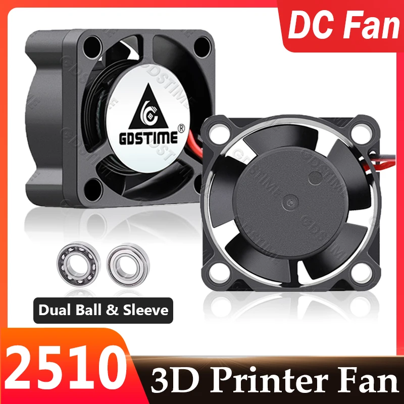 

Gdstime 2510 Fan 5V Mini PC Cooler 25x25x10mm 25mm 3D Printer Fan 2PIN Dupont Dual Ball DC Brushless Radiator Axial Cooling Fan