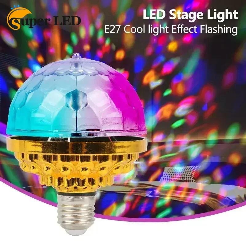 

E27 Stage Light Atmosphere Decor Party Lights Colorful Small Magic Ball Rotating LED Stage Lamp Bulb for DJ Disco Ambient Light