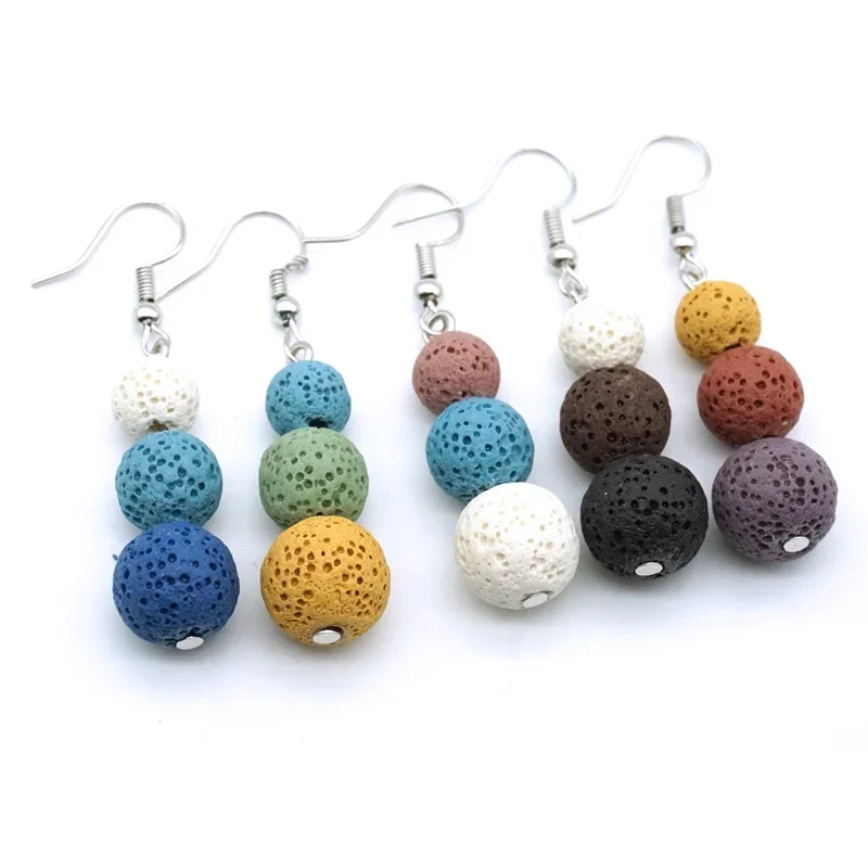 8mm 10mm 12mm Lava Stein Ohrringe DIY Aromatherapie Ätherisches Öl Diffusor Schmuck Frauen Vulkangestein Ohrringe