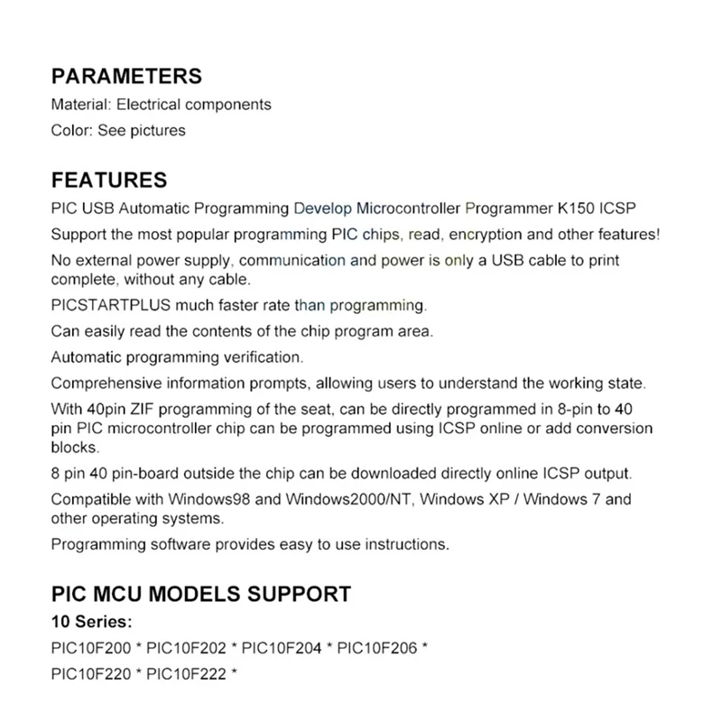 PIC K150 ICSP Programmer USB Automatic Programming Develop Microcontroller With USB ICSP Cable, Durable