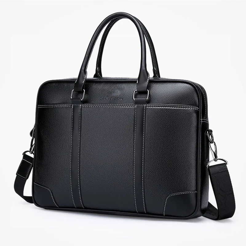 Bolsa de ombro de couro PU masculina, pasta comercial, grande capacidade, masculino, luxo, designer, laptop, bolsa