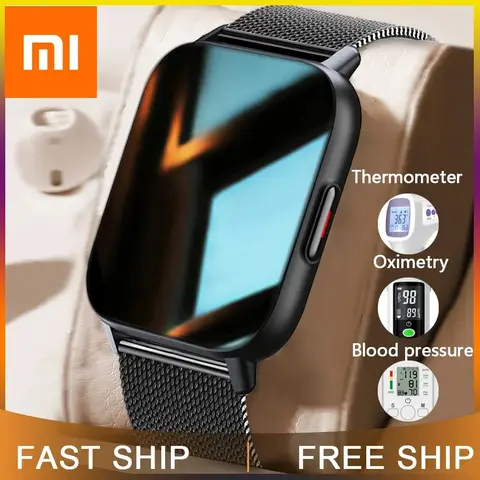Xiaomi Neue 1,69 Zoll Smart Uhr Männer Körper Temperatur Full Touch Smartwatch Frauen Genaue Sauerstoff Monitor Uhr 2023 PK P8