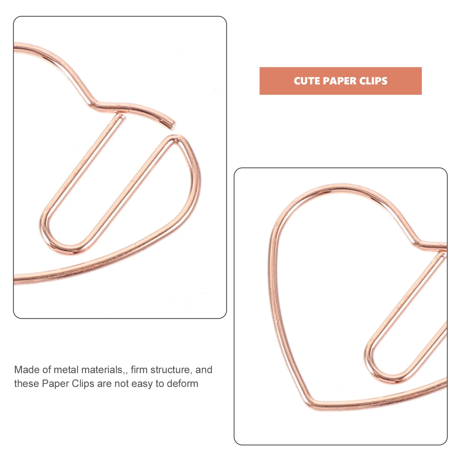 

50Pcs Heart Metal Paper Clips Small Decorative Clips for Document Files Notes Office School Accessories