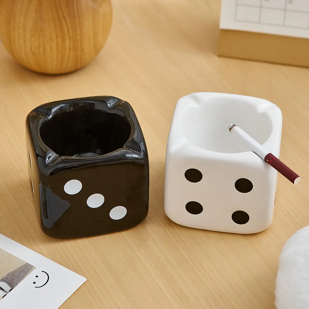 Procelain Dice Ashtray Modern Home Living Room Decoration Office Desk Accessories Decoration Mini Dice Ashtray Ash Storage Box