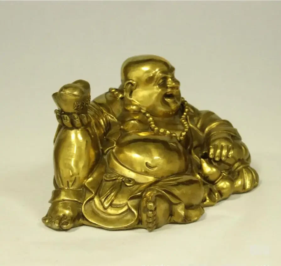 Copper Maitreya Buddha's Wealth Source Decoration Rolling Wealth God Decoration Fengshui Home Crafts Laughing Buddha Large