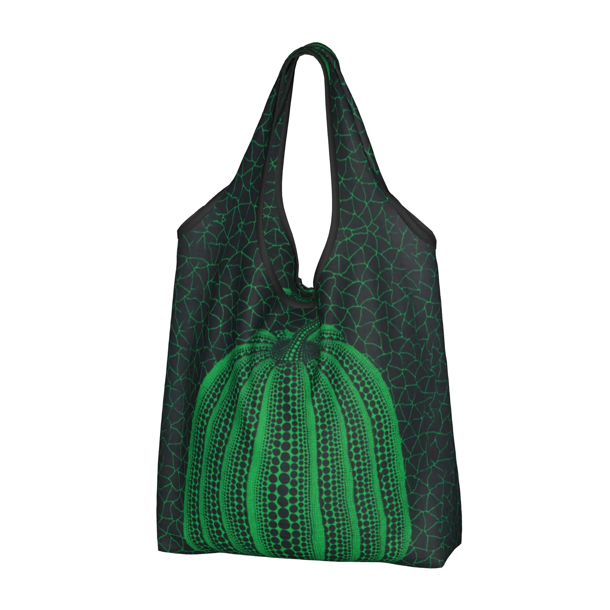 Reusable Yayoi Kusama Abstract Art Pumpkin Shopping Bag Women Tote Bag Portable  Grocery Shopper Bags