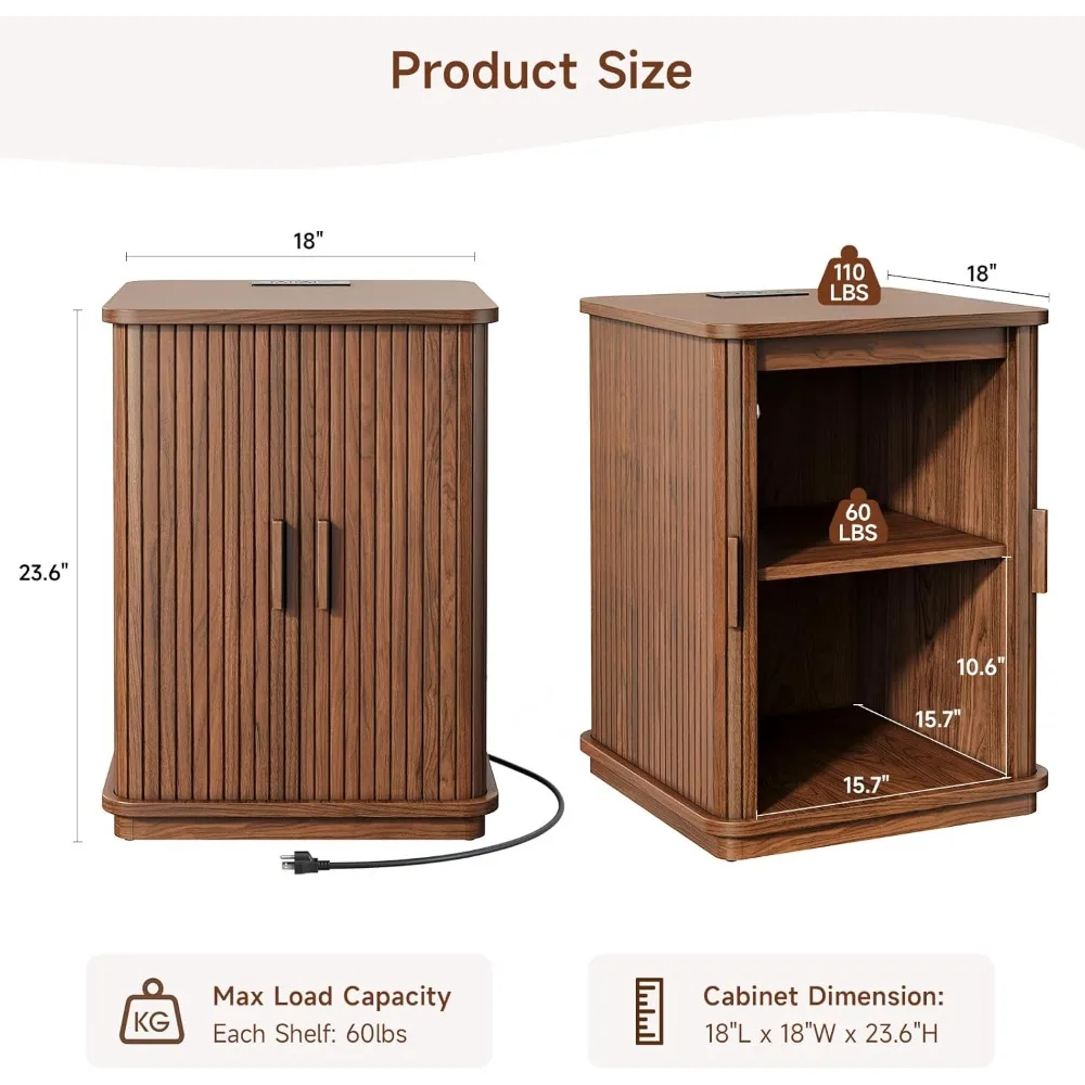 طاولة نهاية مربعة للتخزين والشحن مع لمسات مخددة وقاعدة باب منزلق #2