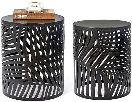 

Metal Accent Tables , Nesting Coffee Table Modern Round End Table Set, Decorative Side Tables Nightstands for Living Room Bedroo