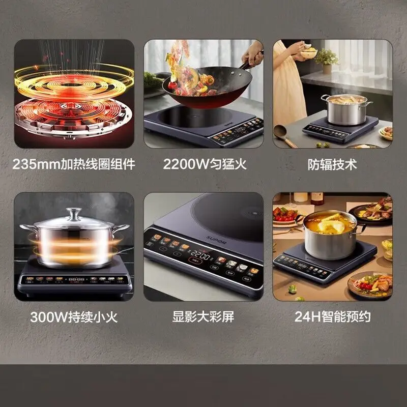 Induction Cooktop: Home Large Coil, Anti-Radiation, Noise Reduction with Timer & Color Display – Model C22-IA01