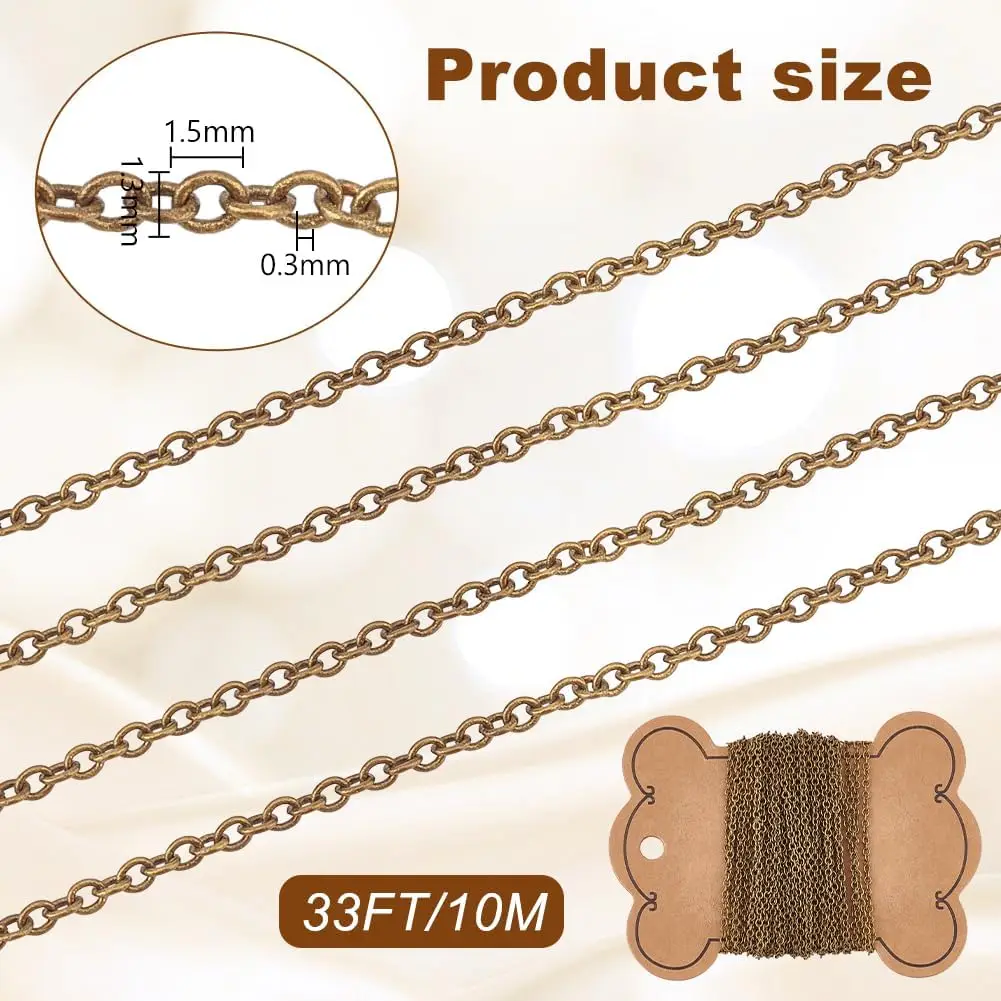 16 Feet Brass Cable Chain Twisted Cross Necklaces Width 2mm for Jewelry Making Chain Antique Bronze