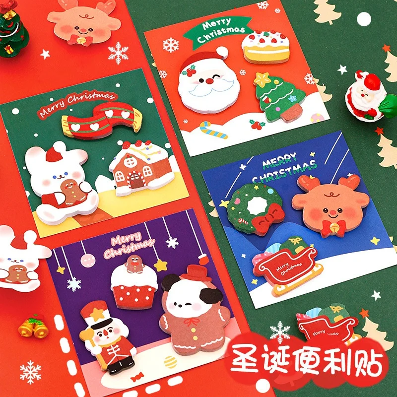 80pcs/lot Creative Christmas Rabbit Memo Pad Sticky Note Creative N Times Stationery Label Notepad Bookmark Post School Supplies