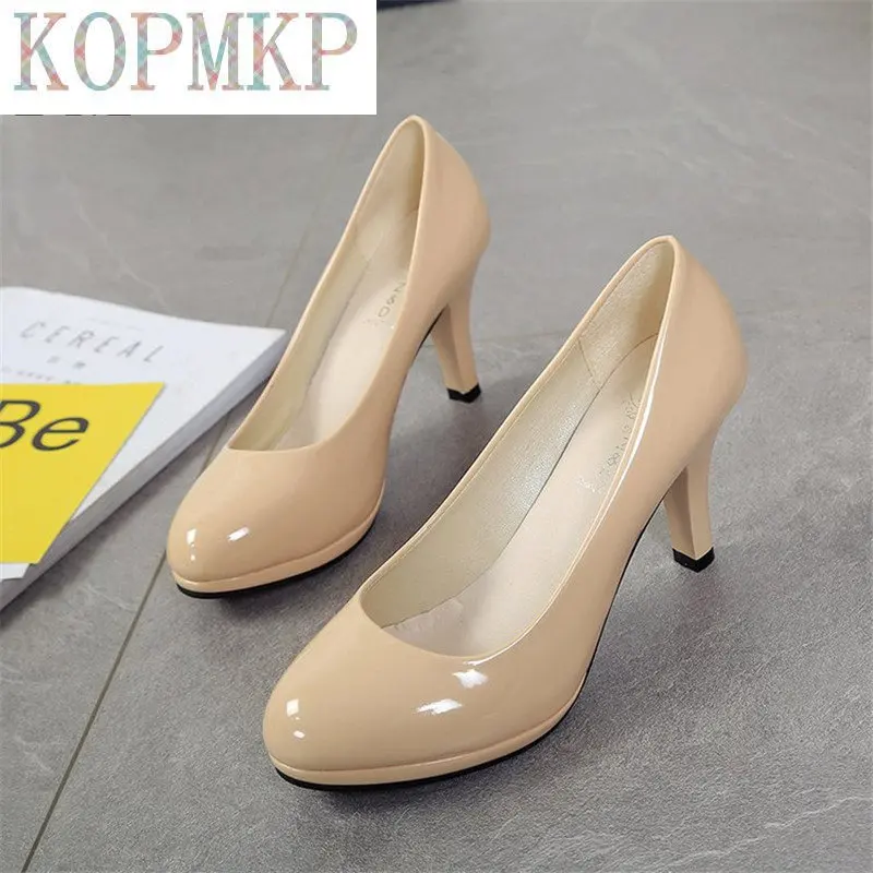 Sexy Bride The New Women Pumps Fashion Classic Patent Leather 8CM High Heels Shoes Sharp Head 4 Coolour Paltform Wedding Plus 42