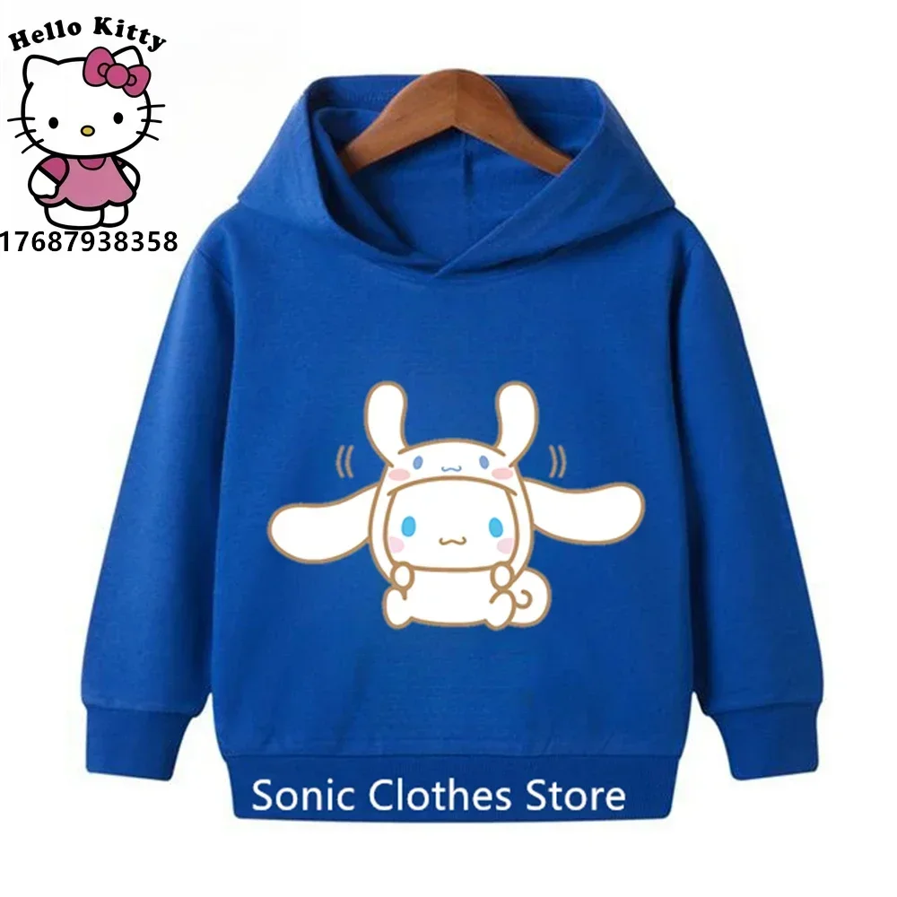 2024 Kids Cinnamoroll Hoodies Boys Clothes Girls Clothing Fashion Baby Autumn Warm Sweatshirt Children Tops