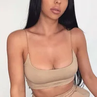 Débardeur en fibre de coton pour femme, bustier en Y, soutien-gorge banrib non rembourré, haut court, t-shirts sans couture, débardeurs d'été 2