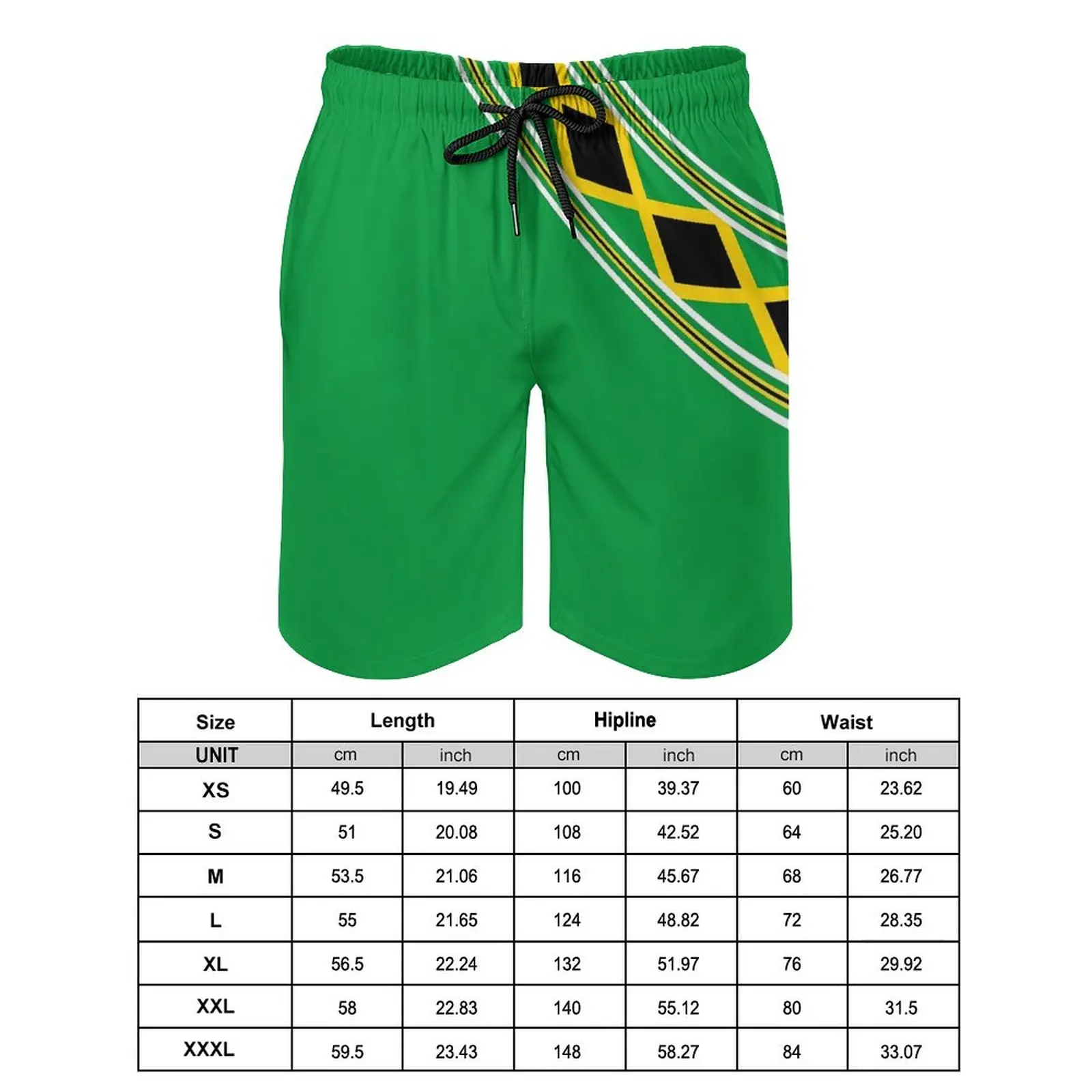 Jamaica Flag Board Shorts Summer Green Yellow Running Surf Beach Short Pants Man Fast Dry Casual Design Plus Size Beach Trunks