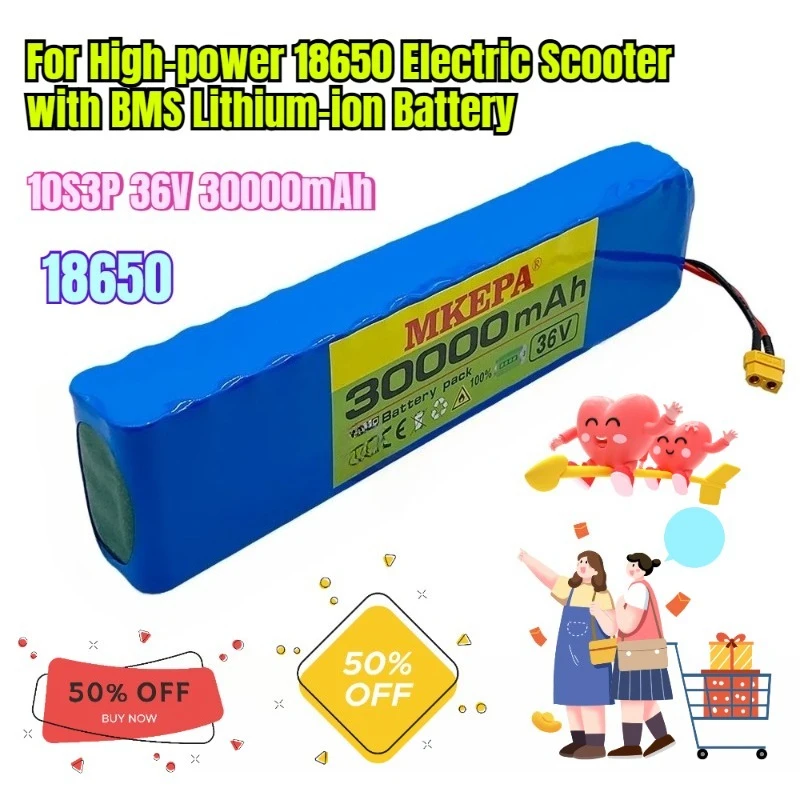 

10S3P 36V 30000mAh for High-power 18650 Electric Scooter with BMS Lithium-ion Battery