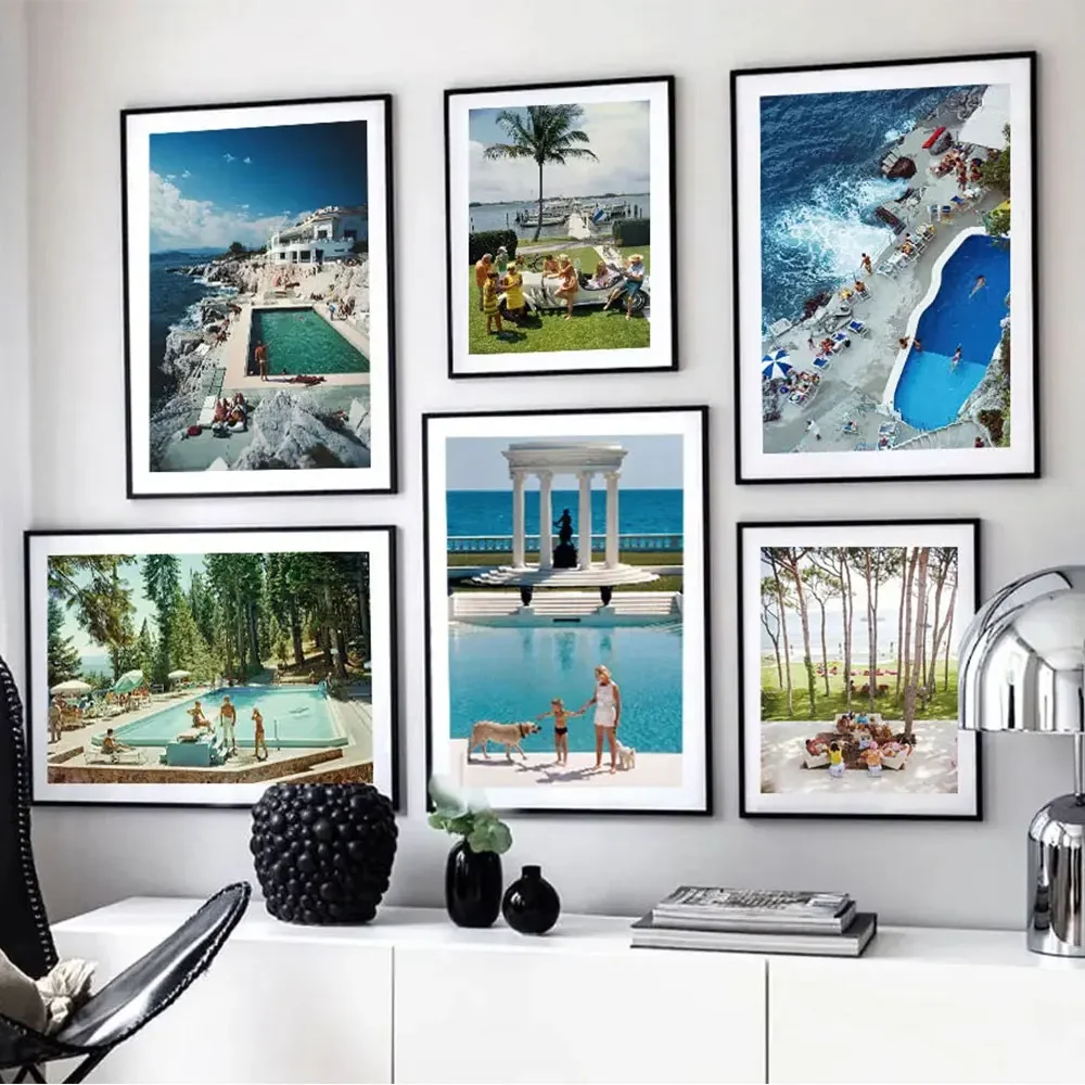 Landing Pool Party Vintage Photography Posters Print Art Beach Party Speedboat Canvas Painting Pictures Living Room Home Deco