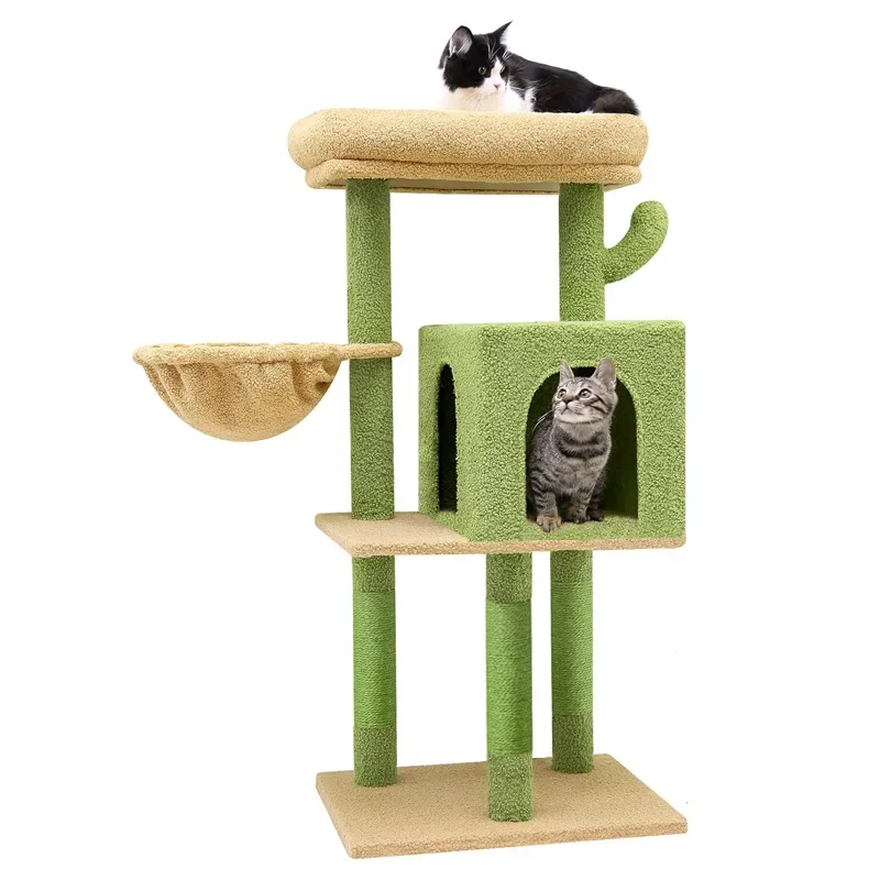 Wooden cat climbing frame, wooden cat nest for big cats, cat tree, integrated cactus cat tree, cat villa, cat nest, cat toys