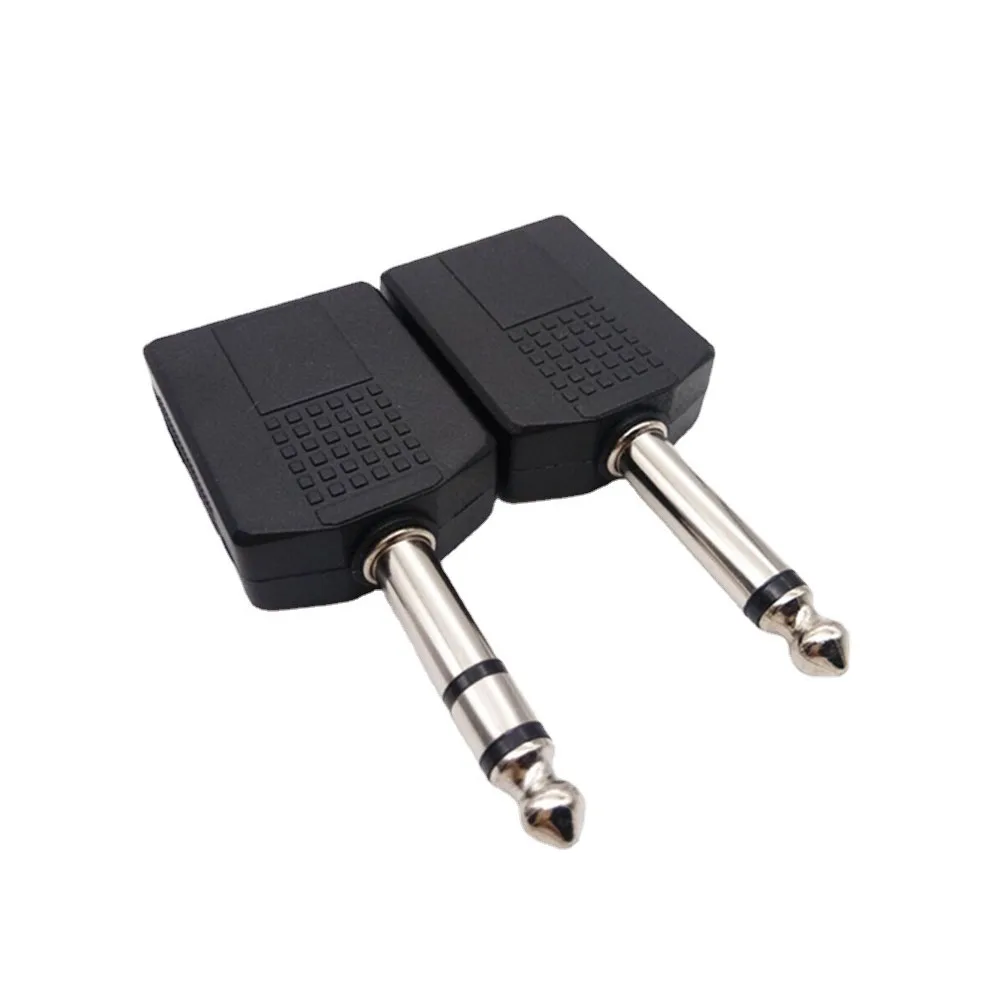 

2PC 6.35mm Mono Connector Audio Jack Plug Adapter Single Male To Dual Female Dual Jack Headphone Microphone Y Splitter Converter