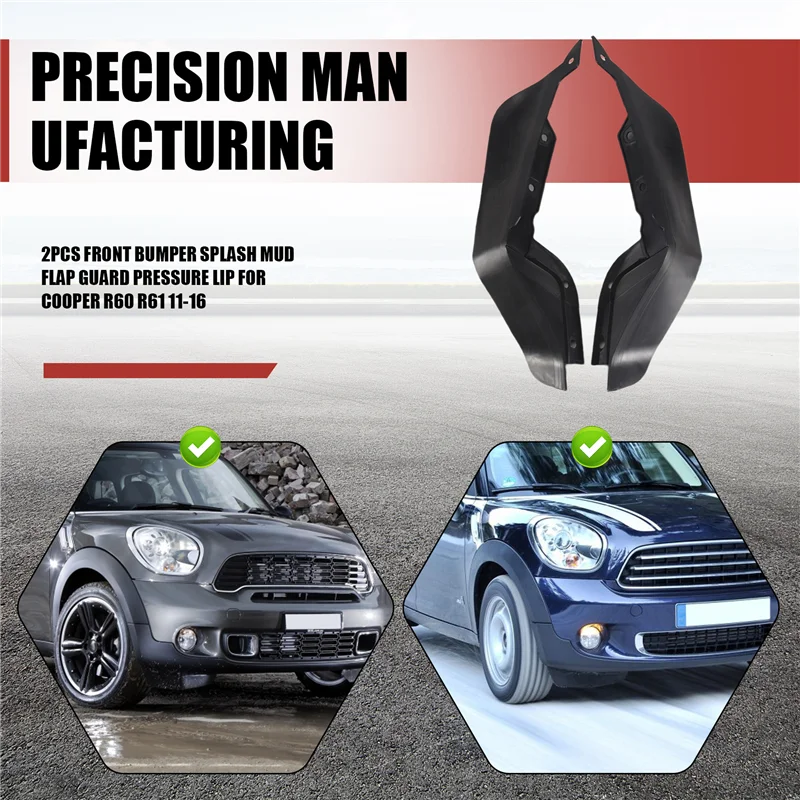 2 قطعة المصد الأمامي سبلاش الطين رفرف الحرس ضغط الشفاه 51119802643 51119802644   ل R60 R61 2011-2016