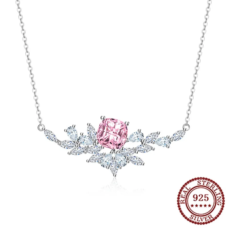 Collar del tesoro de nuevo Color de Plata de Ley 925 con incrustaciones de cadena de clavícula de cristal verde de diamante amarillo cuadrado gordo para mujer