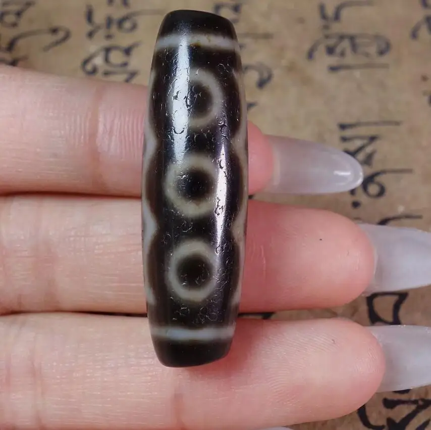 

Ancient Tibetan DZI Beads Old Agate Lucky 5 Eye Totem Amulet Pendant GZI #3764