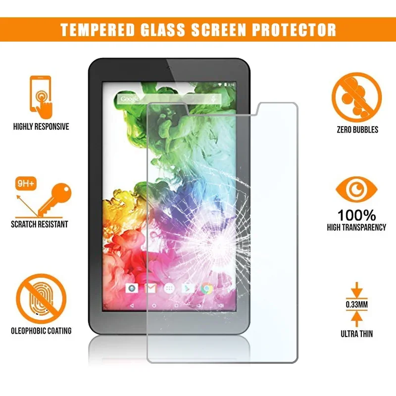 

For HipStreet Titan 4 7Inch Tablet Tempered Glass 9H Premium HD Clear Anti-Scratch Anti-fingerprint Film Protector Guard Cover