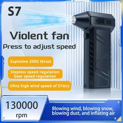 2024 Mini Turbo Jet Fan 200000RPM Brushless Motor Adjustable Wind Speed Handheld Duct Fan 52M/S Turbo Fan with Power Display