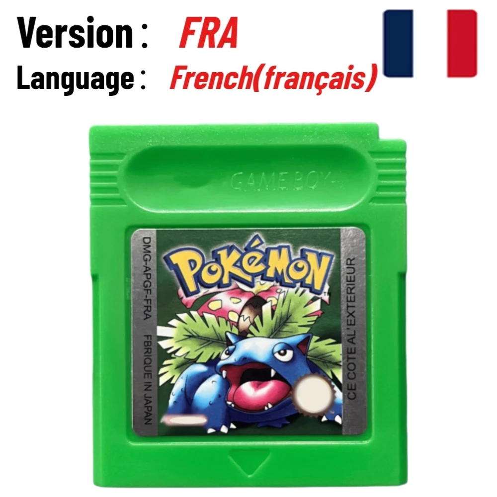 7 Stile Pokémon 16-Bit GBC Spielmodule Rot Blau Grün Gold Silber Kristall Gelb Version USA/FRA/NOE/ESP Version Englisch