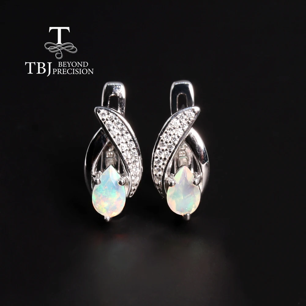 

Small and delicate natural Opal gemstone earrings fashion elegant women's fine jewelry 925 sterling silver gift