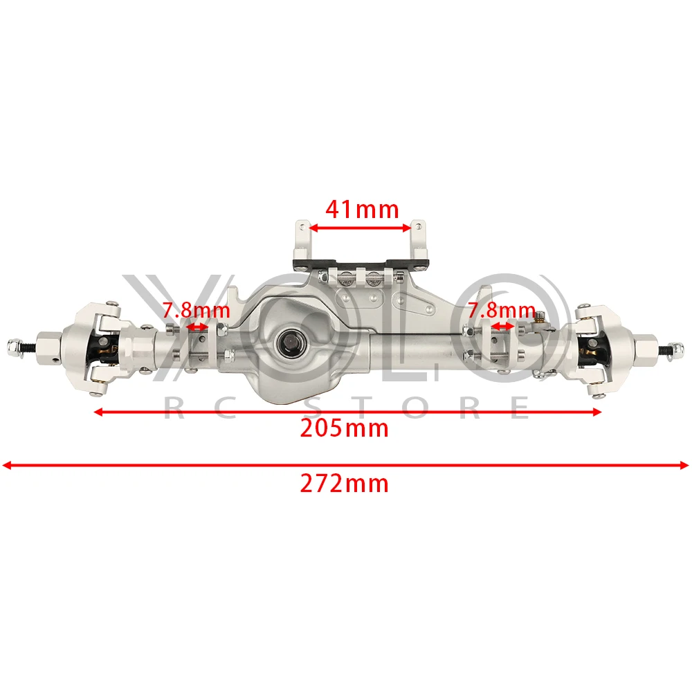 CNC Aluminum Complete Front Rear Axle with Red Diff Cover for 1/10 RC Crawler Rock Racer Axial Wraith 90018 RR10 Upgrade Parts