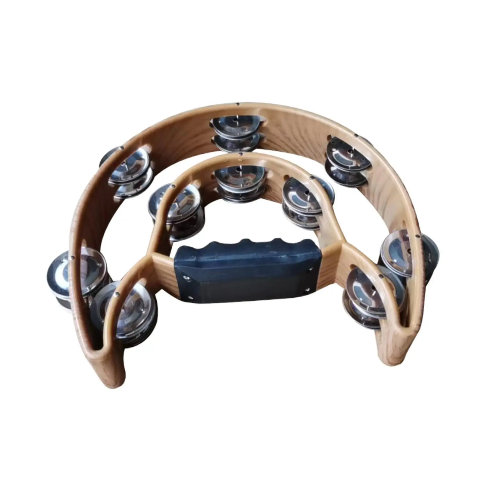 طبلة قرع الدف ذات الصف المزدوج تفضل نصف القمر مع مقبض مريح وقبضة جرس اليد للمبتدئين في المدارس KTV