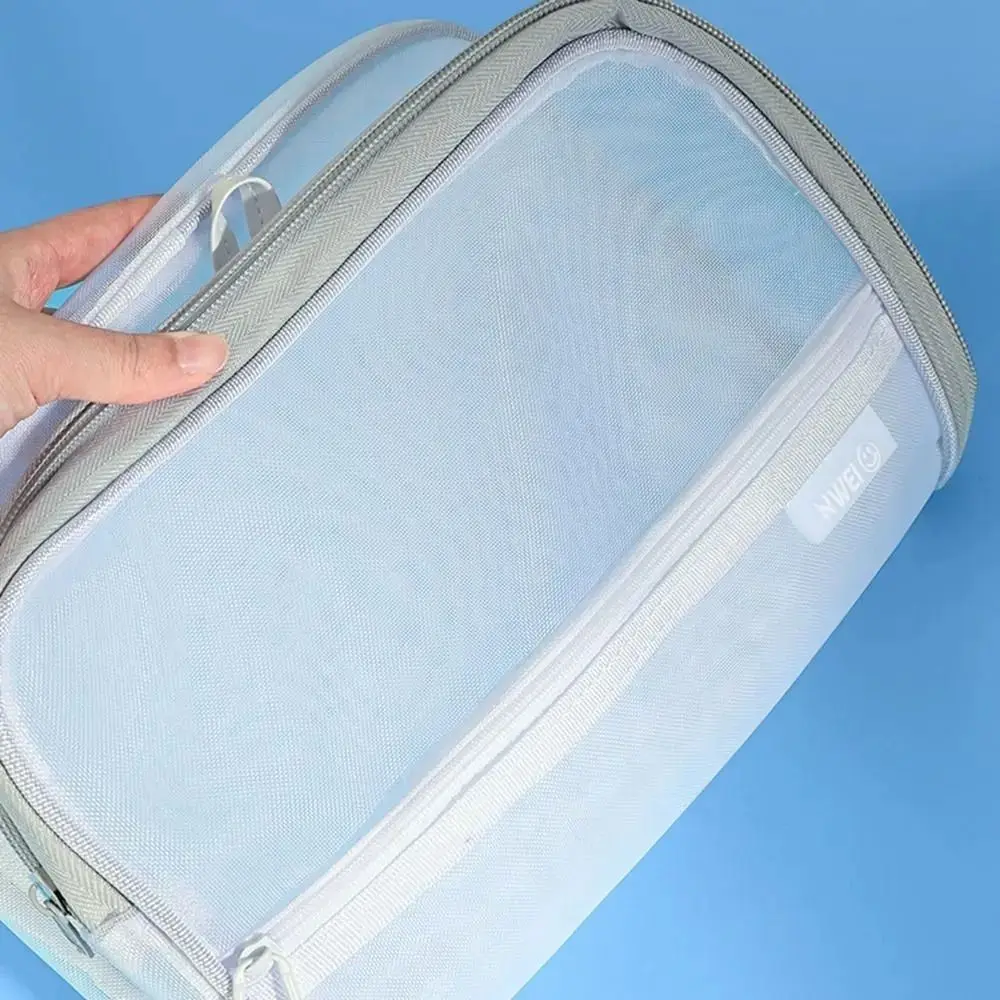 

Convenient Portable Mesh Zipper Pouch Bag Thickened Waterproof Transparent File Holder Handle Large Capacity File Pockets Travel