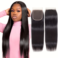 Straight Lace Closure 4x4 13x4 Transparent Swiss Lace Closure Frontal Pure-Hand Tied Human Hair Lace Closure 10-22 inches