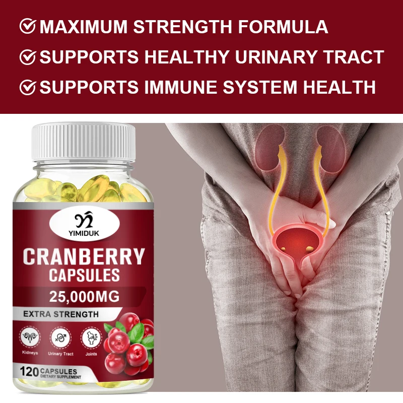 Organic Cranberry Capsules Urinary Tract Health & Kidney Cleanse UTI Support Supplement