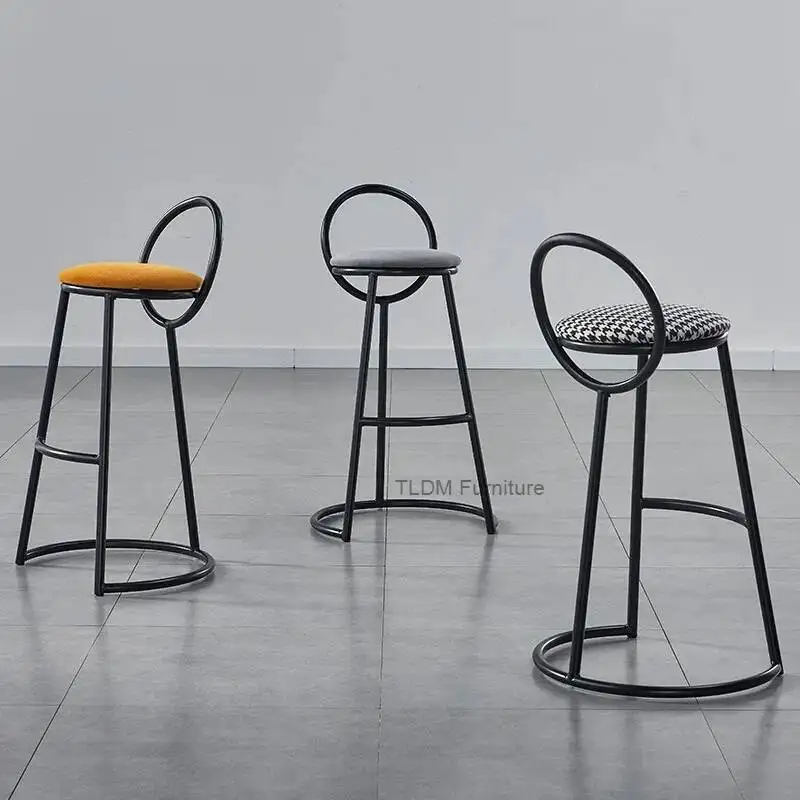 

Luxury Nordic Accent Reception Bar Chair Metal Design Hotel Soft Seat Relax Bar Chair Interior High Home Furniture Stoelen