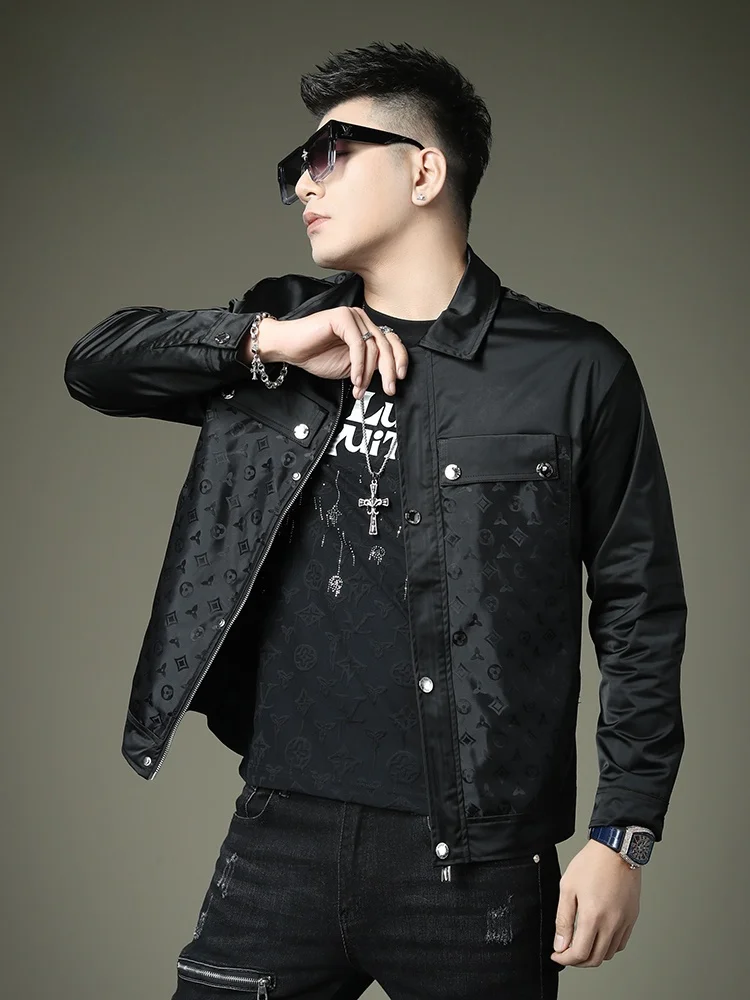 

2024 New Luxury Lightweight Men's Jaet Spring Autumn Heavy Du Collar Zipper Cuffed Sve Polyester Youth Faion