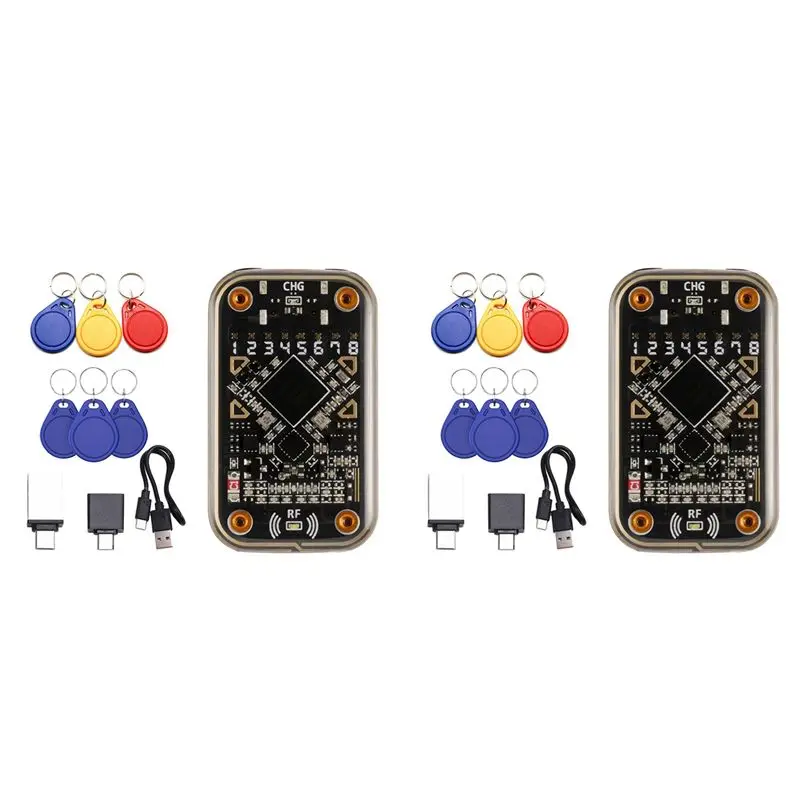 2X Chameleon Ultra Contactless Smart Card Emulator RFID Smart Chip Reader+6Xcuid/UID Keychain-Y41A
