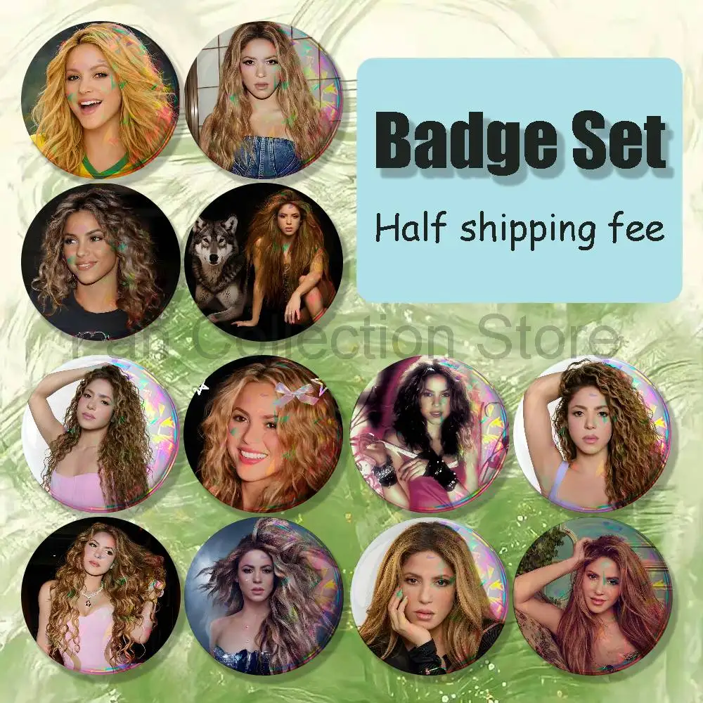 Singer S-Shakira Brooches for Backpack Accessories 25,32,44,58,75mm Round Enamel Pins 4-piece set Cartoon Anime enamel Pin Set