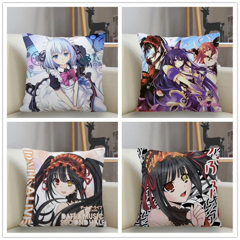 Musife Custom DATE A LIVE Pillowcase Home Decoration 45*45cm Zipper Square Pillowcase Throw Pillow Cover Drop Shipping