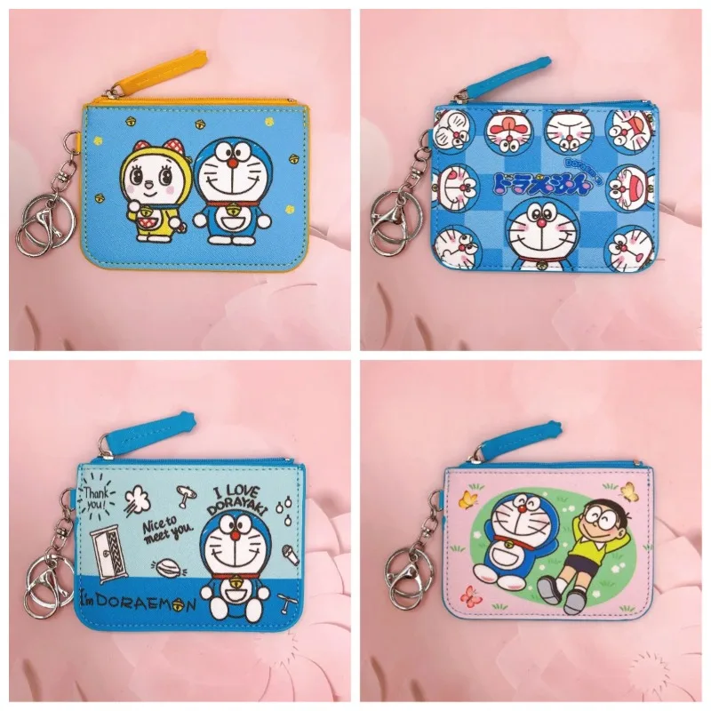 Anime japonés Doraemons Kawaii patrón de dibujos animados cartera anime mercancía pequeño regalo