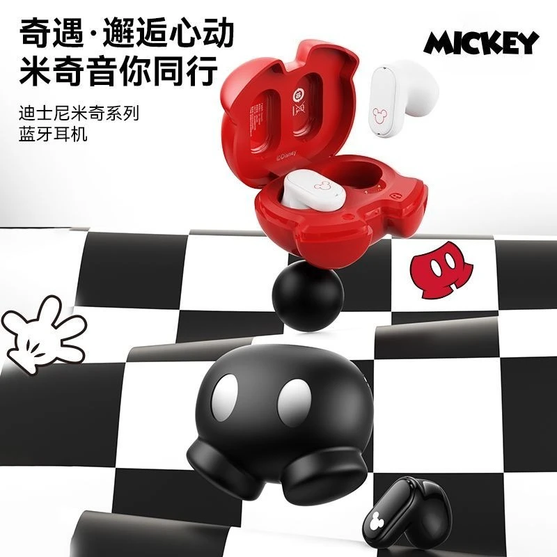 Nuevos auriculares Bluetooth bonitos de dibujos animados de Mickey de Disney, auriculares inalámbricos creativos Kawaii semiintrauditivos de alto valor con cancelación de ruido