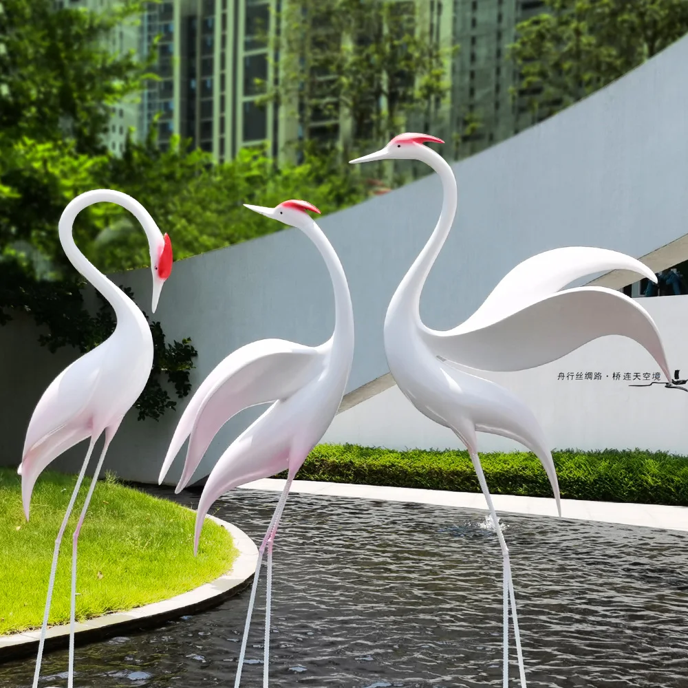 YY Crane Sculptured Ornaments Villa Courtyard Pool Landscape Red-Crowned Crane Garden Landscape