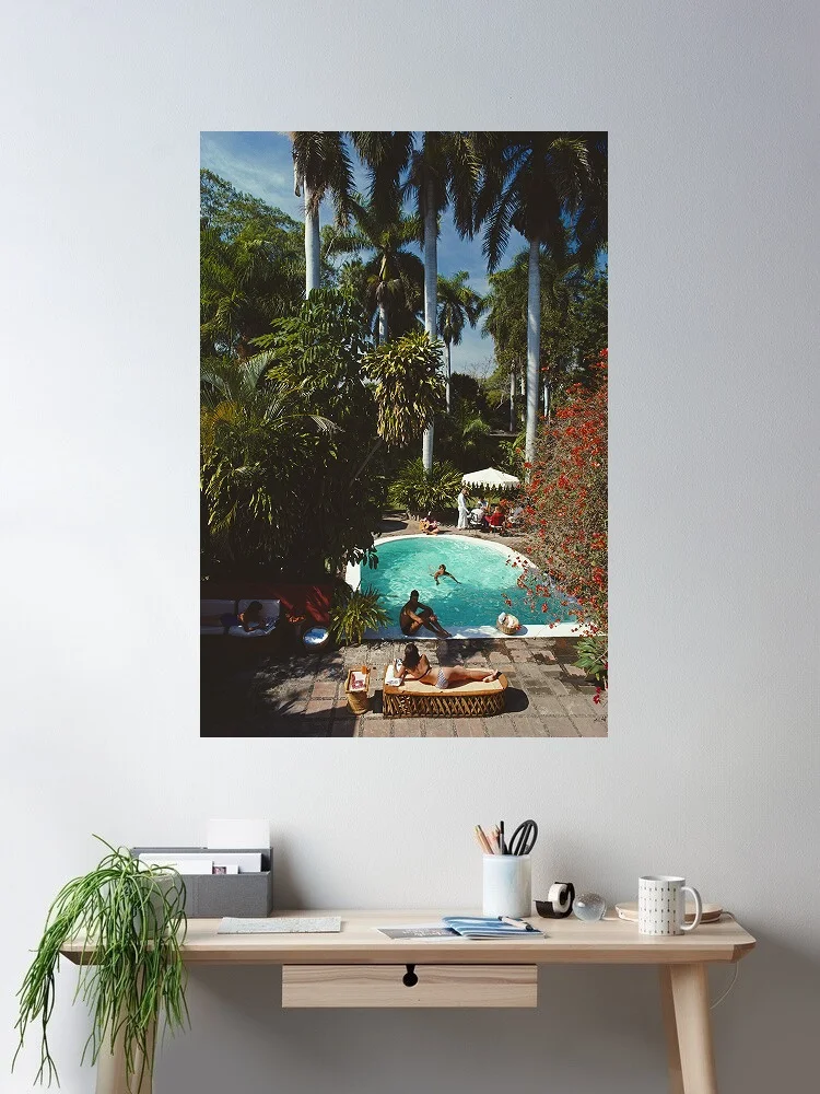 Slim Aarons 'Mazatlan Mansion', Print Art Canvas Poster, Living Room, Home Wall Decor Picture