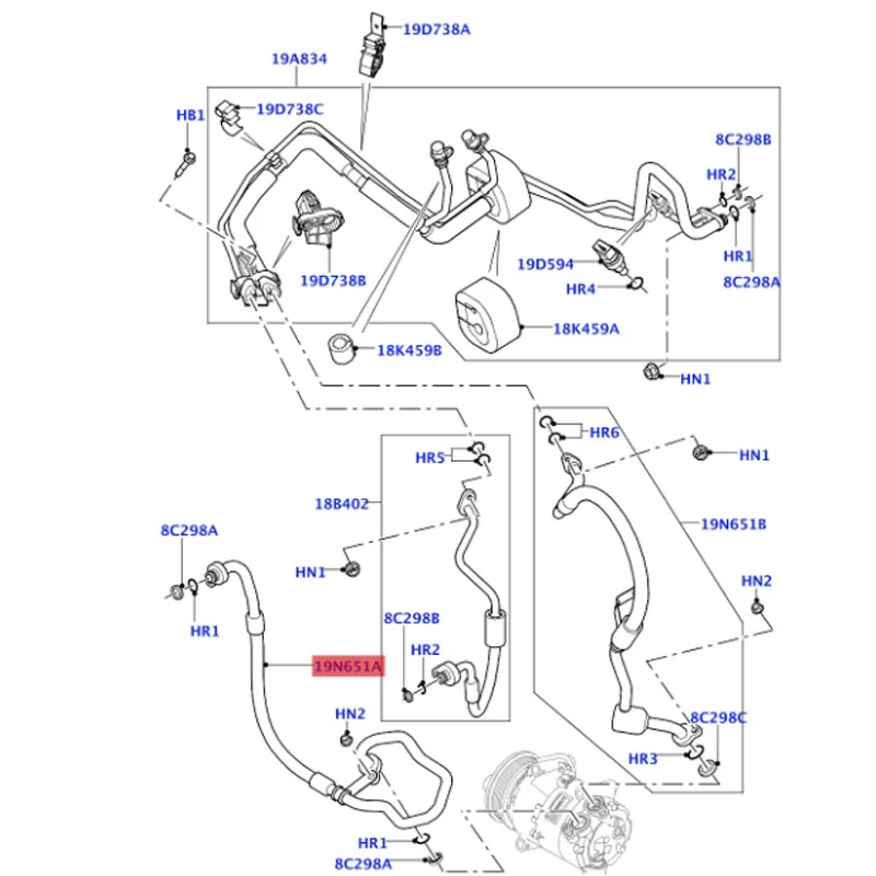 LR044680 LR032091 Tube And La nd Ro ve r Hose-A/C Compressor Outlet