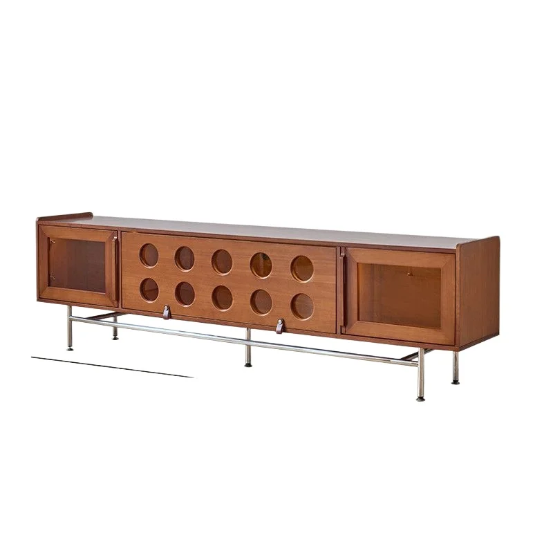 

Medieval solid wood TV cabinet, living room Bauhaus floor-to-ceiling small apartment, simple and retro home, wall storage locker